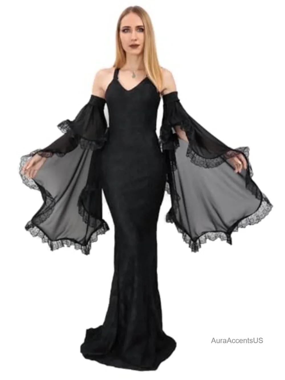 Victorian Gothic Tulle Sleeves Mesh Cuffs Lace Arm Band Stage Pageant Gloves
